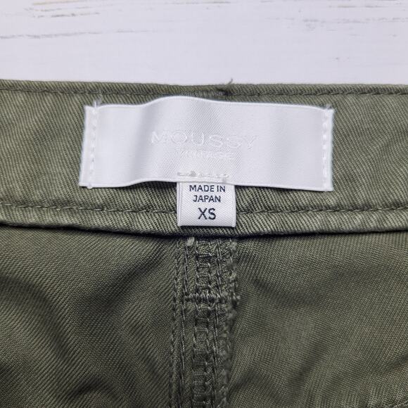 Moussy Vintage Fayette Cargo Pants Olive Green Tie Cuffs Wide Leg Utility XS - Picture 10 of 12